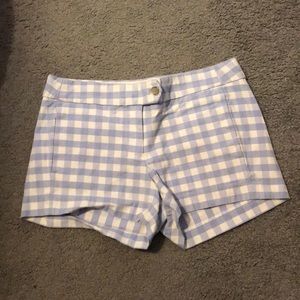 Light blue and white gingham shorts